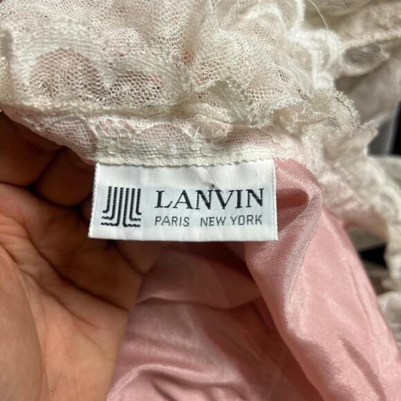 Vintage Lanvin Pink Lace Dress Lace Coquette Nightgown Chic Garden Party - Picture 5 of 5